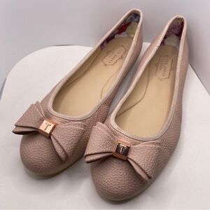Ted Baker London Immet Pink Bow Leather Ballet Flats